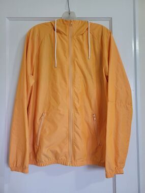 Original Use Brand Men’s Orange Windbreaker Full Zip Size Small with floral mesh